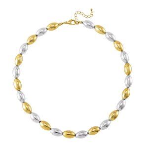 Women's Oval Shape Beaded Necklace in Gold/Silvertone in 18-20 Inches Length